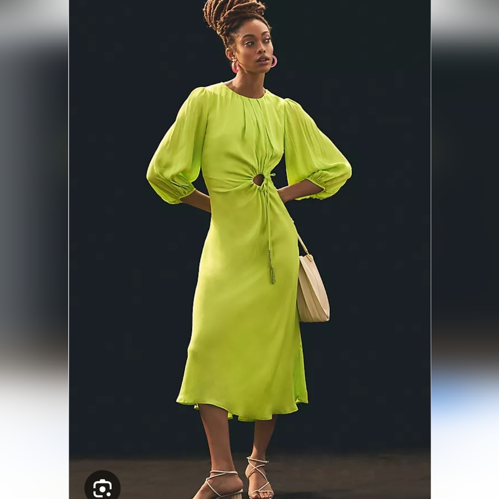 Farm Rio Elegant Lime Green‎ Midi Dress
